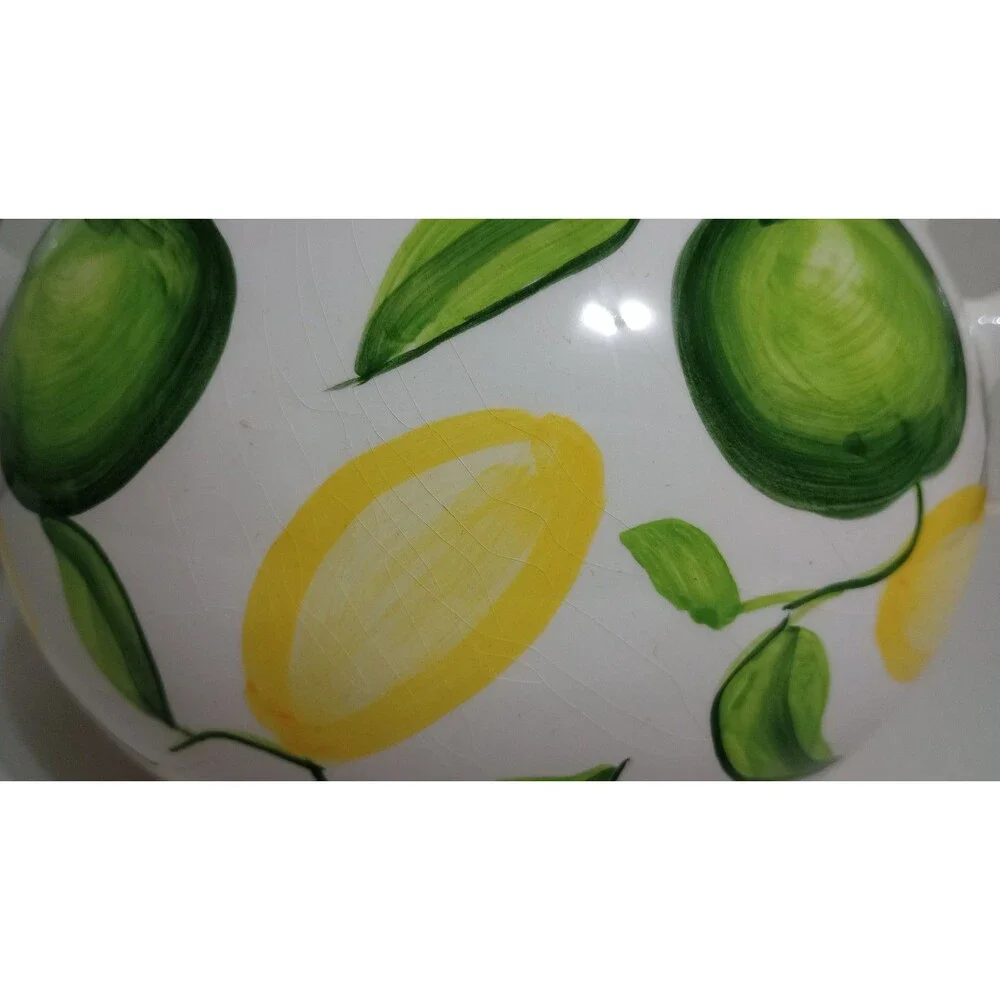Vtg 1998 Cracker Barrel Cookie Jar (No Lid) Lemons Apple Kitchen Decor Cottage